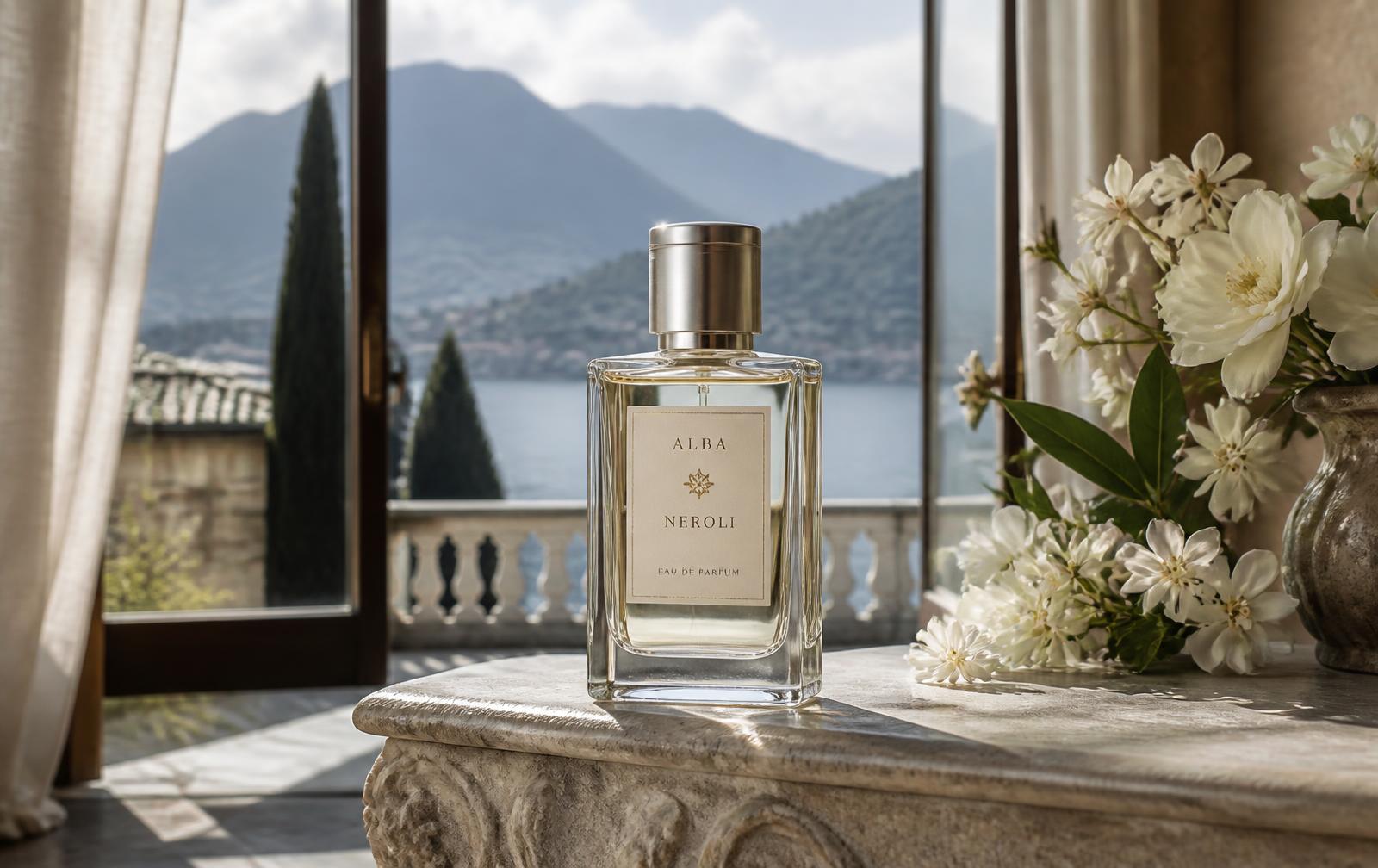 Aria eau de parfum photographed in Lake Como, Italy